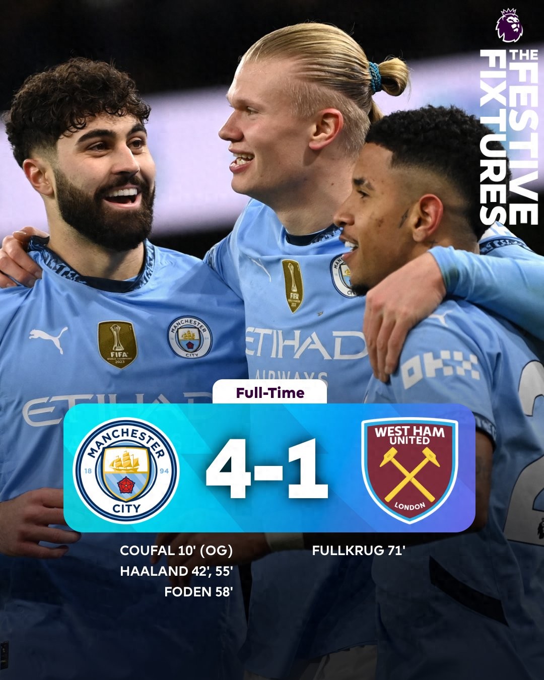 曼城客场大胜，领先优势再次扩大！